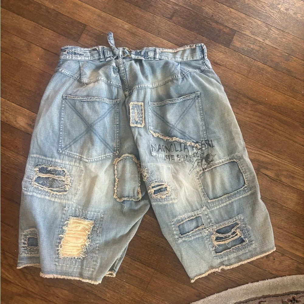 Magnolia Light Blue Patchwork Jean Shorts - Picture 5 of 10